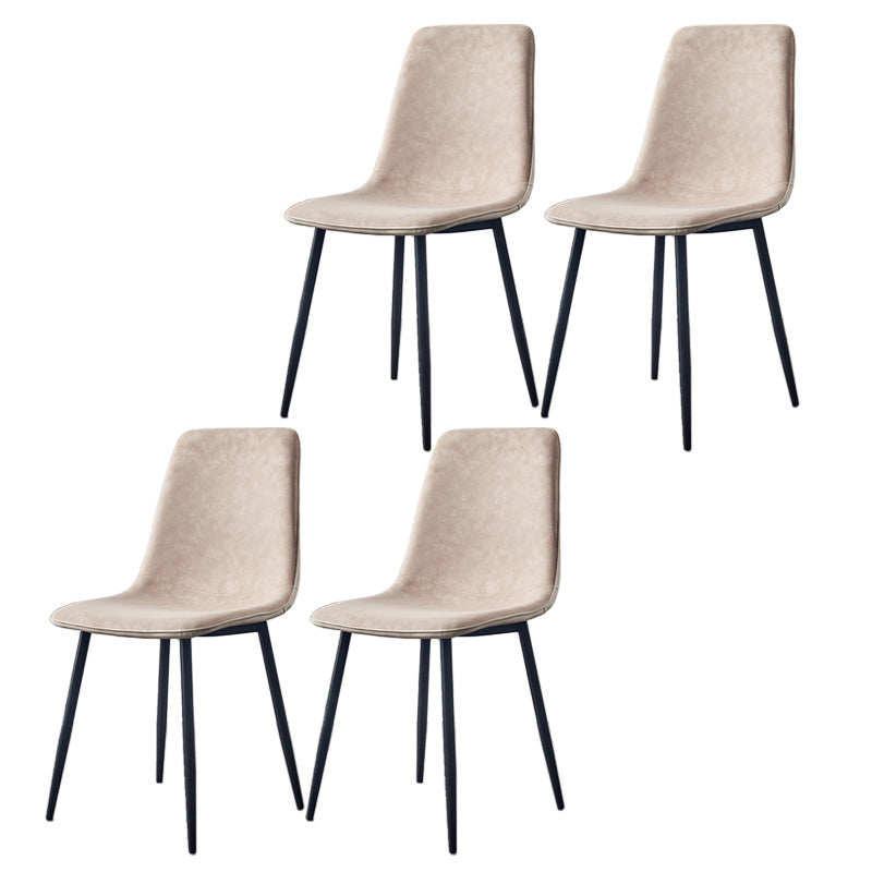 Modern Style Faux Leather Chairs Solid Back Dining Armless Chair for Home Use Light Beige 4 Piece Set Clearhalo ' kitchen&dining_furn' 'Dining Chairs' 'Dining Tables & Seating' 'dining_chair' 'furn' 'furn_dining_chair' 'Furniture' 'furniture_dining_chair' 'Kitchen & Dining Furniture' 'kitchen' 3835012