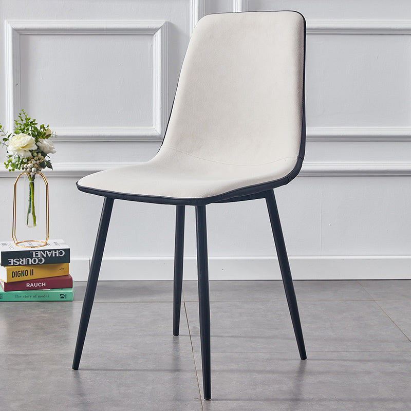 Modern Style Faux Leather Chairs Solid Back Dining Armless Chair for Home Use Ivory 1 Piece Clearhalo ' kitchen&dining_furn' 'Dining Chairs' 'Dining Tables & Seating' 'dining_chair' 'furn' 'furn_dining_chair' 'Furniture' 'furniture_dining_chair' 'Kitchen & Dining Furniture' 'kitchen' 3835014