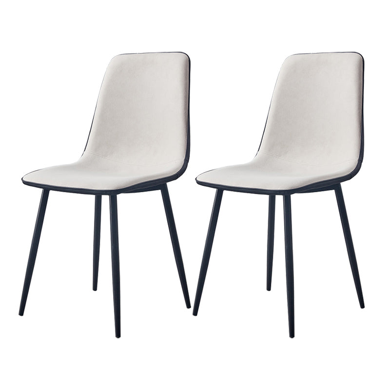 Modern Style Faux Leather Chairs Solid Back Dining Armless Chair for Home Use Ivory 2 Piece Set Clearhalo ' kitchen&dining_furn' 'Dining Chairs' 'Dining Tables & Seating' 'dining_chair' 'furn' 'furn_dining_chair' 'Furniture' 'furniture_dining_chair' 'Kitchen & Dining Furniture' 'kitchen' 3835017