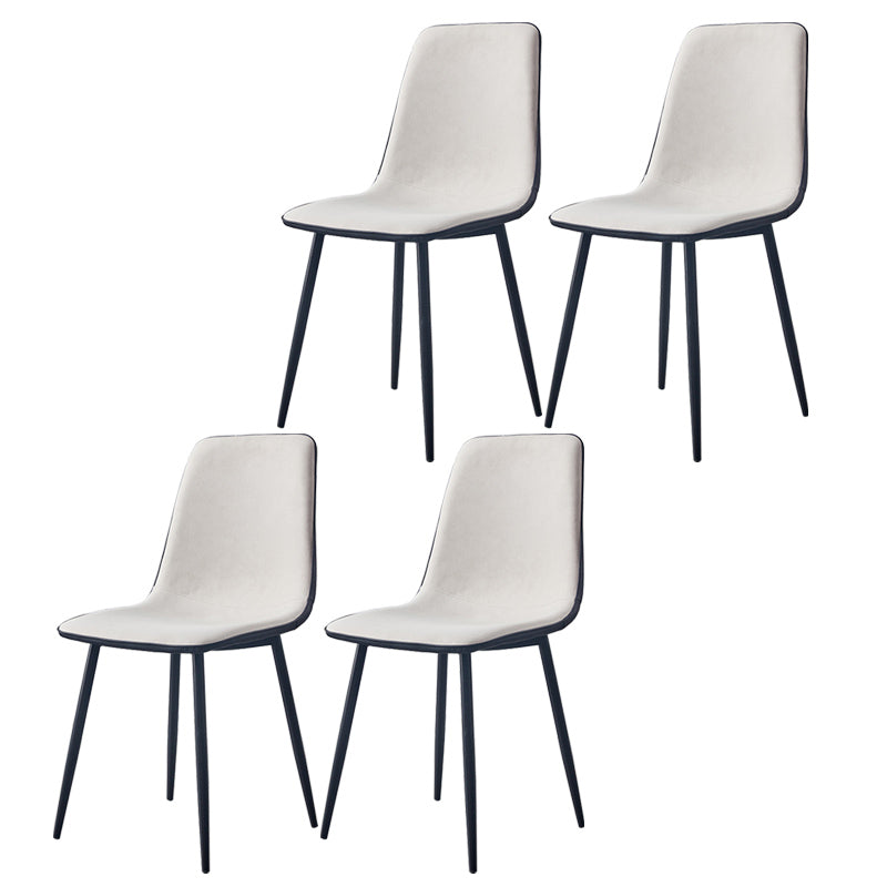 Modern Style Faux Leather Chairs Solid Back Dining Armless Chair for Home Use Ivory 4 Piece Set Clearhalo ' kitchen&dining_furn' 'Dining Chairs' 'Dining Tables & Seating' 'dining_chair' 'furn' 'furn_dining_chair' 'Furniture' 'furniture_dining_chair' 'Kitchen & Dining Furniture' 'kitchen' 3835018