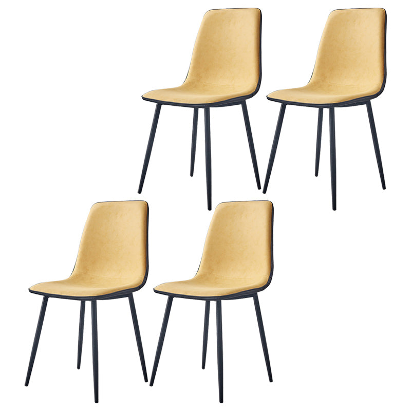 Modern Style Faux Leather Chairs Solid Back Dining Armless Chair for Home Use Light Yellow 4 Piece Set Clearhalo ' kitchen&dining_furn' 'Dining Chairs' 'Dining Tables & Seating' 'dining_chair' 'furn' 'furn_dining_chair' 'Furniture' 'furniture_dining_chair' 'Kitchen & Dining Furniture' 'kitchen' 3835021