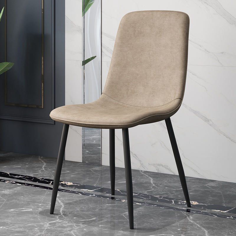 Modern Style Faux Leather Chairs Solid Back Dining Armless Chair for Home Use Off-White 1 Piece Clearhalo ' kitchen&dining_furn' 'Dining Chairs' 'Dining Tables & Seating' 'dining_chair' 'furn' 'furn_dining_chair' 'Furniture' 'furniture_dining_chair' 'Kitchen & Dining Furniture' 'kitchen' 3835022