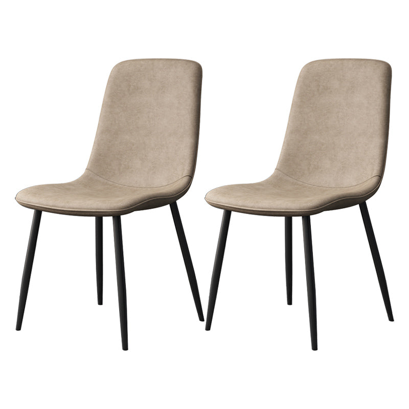 Modern Style Faux Leather Chairs Solid Back Dining Armless Chair for Home Use Off-White 2 Piece Set Clearhalo ' kitchen&dining_furn' 'Dining Chairs' 'Dining Tables & Seating' 'dining_chair' 'furn' 'furn_dining_chair' 'Furniture' 'furniture_dining_chair' 'Kitchen & Dining Furniture' 'kitchen' 3835023