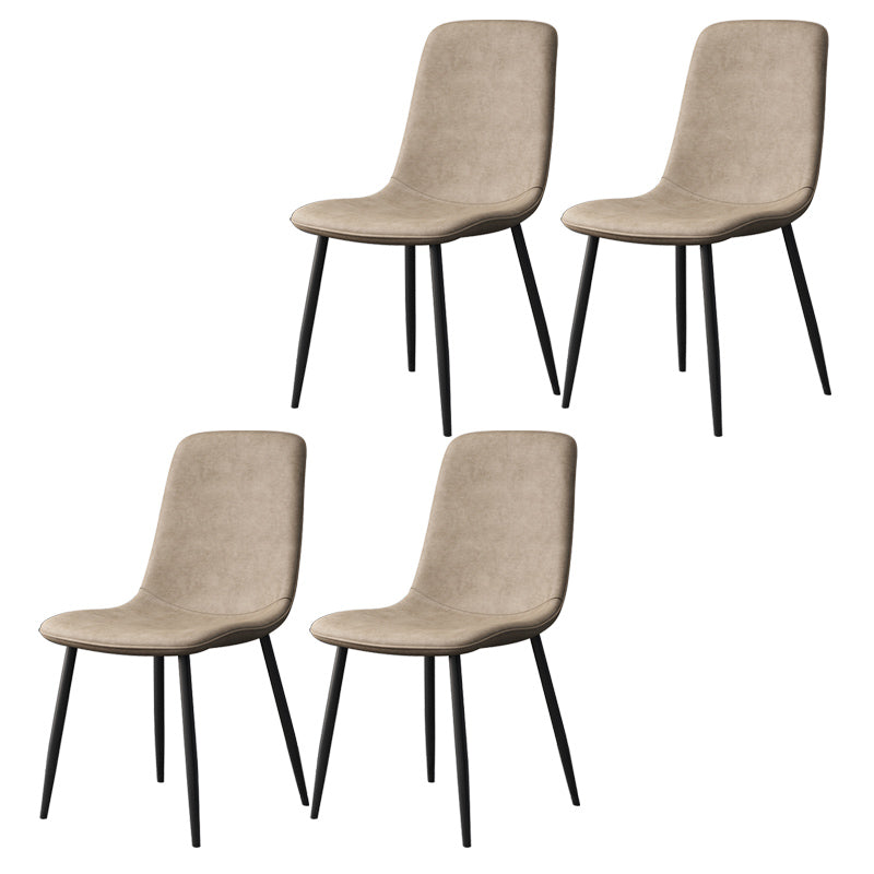 Modern Style Faux Leather Chairs Solid Back Dining Armless Chair for Home Use Off-White 4 Piece Set Clearhalo ' kitchen&dining_furn' 'Dining Chairs' 'Dining Tables & Seating' 'dining_chair' 'furn' 'furn_dining_chair' 'Furniture' 'furniture_dining_chair' 'Kitchen & Dining Furniture' 'kitchen' 3835024