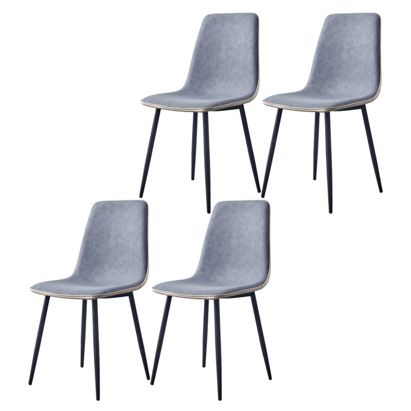 Modern Style Faux Leather Chairs Solid Back Dining Armless Chair for Home Use Blue 4 Piece Set Clearhalo ' kitchen&dining_furn' 'Dining Chairs' 'Dining Tables & Seating' 'dining_chair' 'furn' 'furn_dining_chair' 'Furniture' 'furniture_dining_chair' 'Kitchen & Dining Furniture' 'kitchen' 3835027