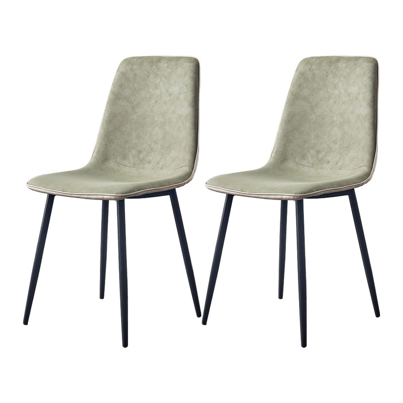 Modern Style Faux Leather Chairs Solid Back Dining Armless Chair for Home Use Green 2 Piece Set Clearhalo ' kitchen&dining_furn' 'Dining Chairs' 'Dining Tables & Seating' 'dining_chair' 'furn' 'furn_dining_chair' 'Furniture' 'furniture_dining_chair' 'Kitchen & Dining Furniture' 'kitchen' 3835032