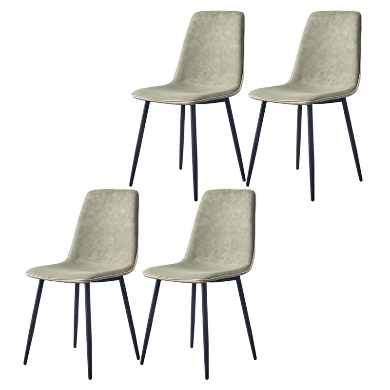 Modern Style Faux Leather Chairs Solid Back Dining Armless Chair for Home Use Green 4 Piece Set Clearhalo ' kitchen&dining_furn' 'Dining Chairs' 'Dining Tables & Seating' 'dining_chair' 'furn' 'furn_dining_chair' 'Furniture' 'furniture_dining_chair' 'Kitchen & Dining Furniture' 'kitchen' 3835033