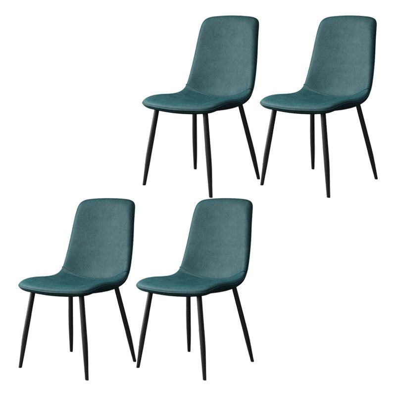 Modern Style Faux Leather Chairs Solid Back Dining Armless Chair for Home Use Peacock Blue 4 Piece Set Clearhalo ' kitchen&dining_furn' 'Dining Chairs' 'Dining Tables & Seating' 'dining_chair' 'furn' 'furn_dining_chair' 'Furniture' 'furniture_dining_chair' 'Kitchen & Dining Furniture' 'kitchen' 3835036