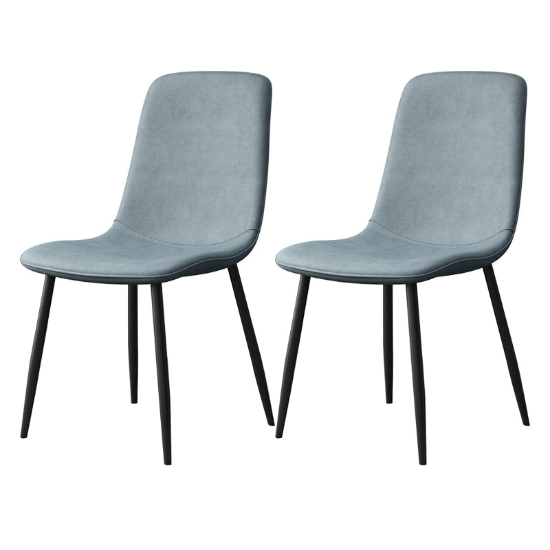 Modern Style Faux Leather Chairs Solid Back Dining Armless Chair for Home Use Light Blue 2 Piece Set Clearhalo ' kitchen&dining_furn' 'Dining Chairs' 'Dining Tables & Seating' 'dining_chair' 'furn' 'furn_dining_chair' 'Furniture' 'furniture_dining_chair' 'Kitchen & Dining Furniture' 'kitchen' 3835038