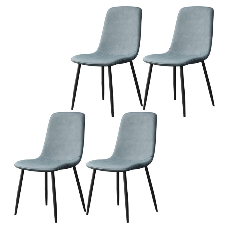 Modern Style Faux Leather Chairs Solid Back Dining Armless Chair for Home Use Light Blue 4 Piece Set Clearhalo ' kitchen&dining_furn' 'Dining Chairs' 'Dining Tables & Seating' 'dining_chair' 'furn' 'furn_dining_chair' 'Furniture' 'furniture_dining_chair' 'Kitchen & Dining Furniture' 'kitchen' 3835039
