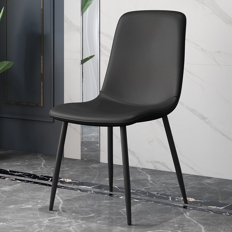 Modern Style Faux Leather Chairs Solid Back Dining Armless Chair for Home Use Black 1 Piece Clearhalo ' kitchen&dining_furn' 'Dining Chairs' 'Dining Tables & Seating' 'dining_chair' 'furn' 'furn_dining_chair' 'Furniture' 'furniture_dining_chair' 'Kitchen & Dining Furniture' 'kitchen' 3835040