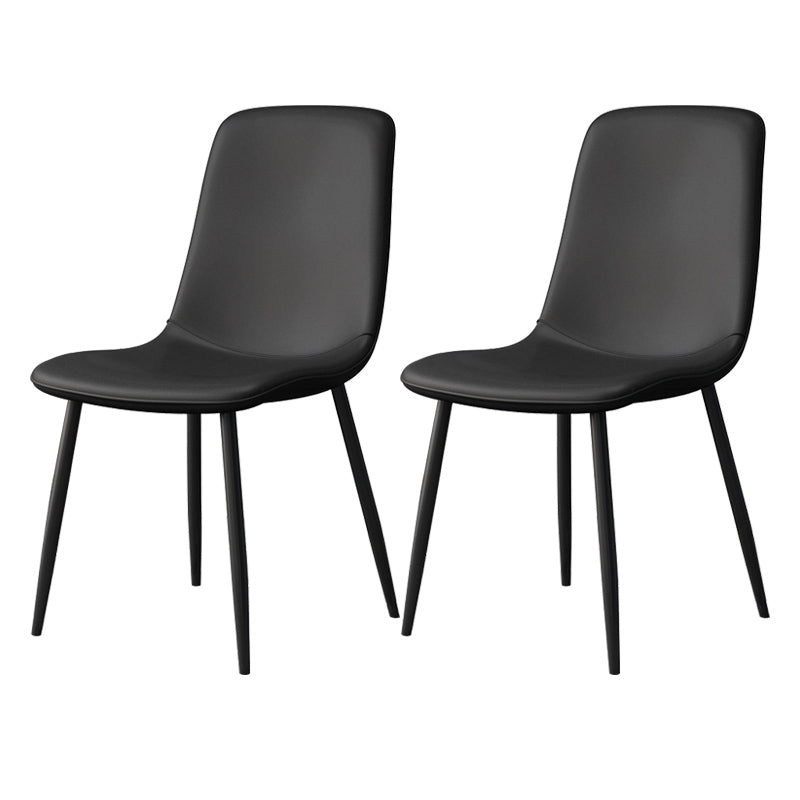 Modern Style Faux Leather Chairs Solid Back Dining Armless Chair for Home Use Black 2 Piece Set Clearhalo ' kitchen&dining_furn' 'Dining Chairs' 'Dining Tables & Seating' 'dining_chair' 'furn' 'furn_dining_chair' 'Furniture' 'furniture_dining_chair' 'Kitchen & Dining Furniture' 'kitchen' 3835041
