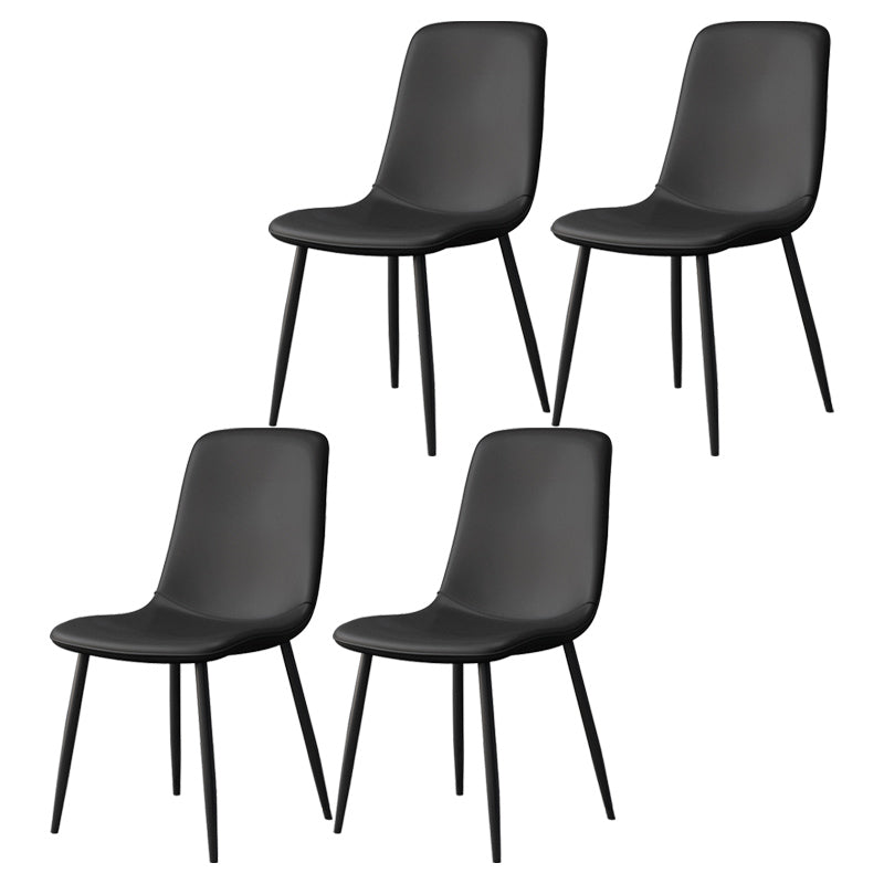 Modern Style Faux Leather Chairs Solid Back Dining Armless Chair for Home Use Black 4 Piece Set Clearhalo ' kitchen&dining_furn' 'Dining Chairs' 'Dining Tables & Seating' 'dining_chair' 'furn' 'furn_dining_chair' 'Furniture' 'furniture_dining_chair' 'Kitchen & Dining Furniture' 'kitchen' 3835042