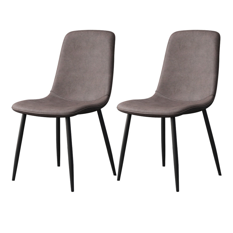 Modern Style Faux Leather Chairs Solid Back Dining Armless Chair for Home Use Dark Brown 2 Piece Set Clearhalo ' kitchen&dining_furn' 'Dining Chairs' 'Dining Tables & Seating' 'dining_chair' 'furn' 'furn_dining_chair' 'Furniture' 'furniture_dining_chair' 'Kitchen & Dining Furniture' 'kitchen' 3835044