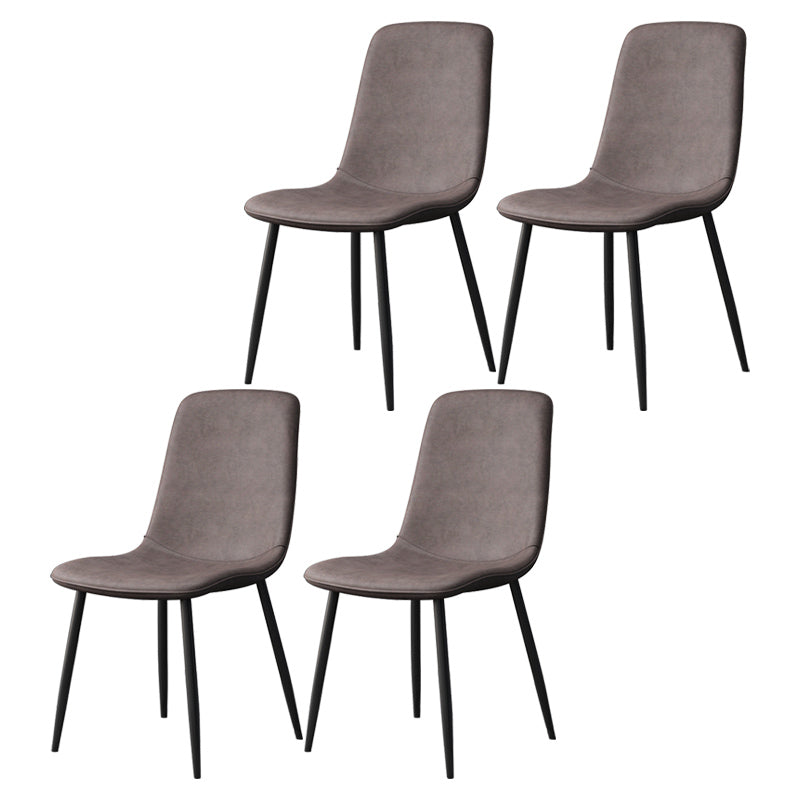 Modern Style Faux Leather Chairs Solid Back Dining Armless Chair for Home Use Dark Brown 4 Piece Set Clearhalo ' kitchen&dining_furn' 'Dining Chairs' 'Dining Tables & Seating' 'dining_chair' 'furn' 'furn_dining_chair' 'Furniture' 'furniture_dining_chair' 'Kitchen & Dining Furniture' 'kitchen' 3835045