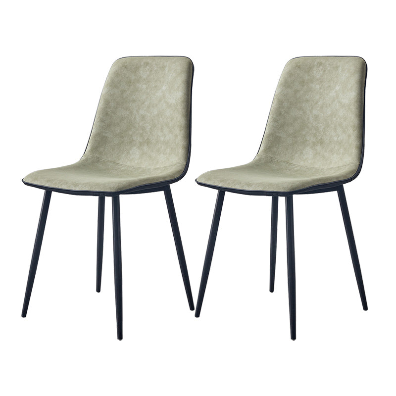 Modern Style Faux Leather Chairs Solid Back Dining Armless Chair for Home Use Dark Army Green 2 Piece Set Clearhalo ' kitchen&dining_furn' 'Dining Chairs' 'Dining Tables & Seating' 'dining_chair' 'furn' 'furn_dining_chair' 'Furniture' 'furniture_dining_chair' 'Kitchen & Dining Furniture' 'kitchen' 3835050