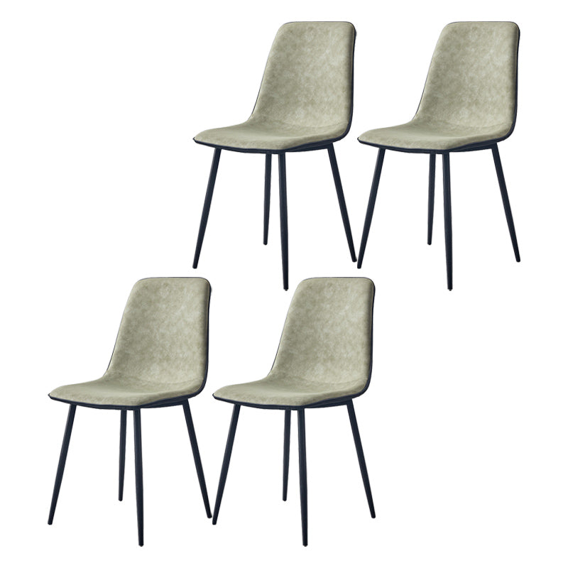 Modern Style Faux Leather Chairs Solid Back Dining Armless Chair for Home Use Dark Army Green 4 Piece Set Clearhalo ' kitchen&dining_furn' 'Dining Chairs' 'Dining Tables & Seating' 'dining_chair' 'furn' 'furn_dining_chair' 'Furniture' 'furniture_dining_chair' 'Kitchen & Dining Furniture' 'kitchen' 3835051