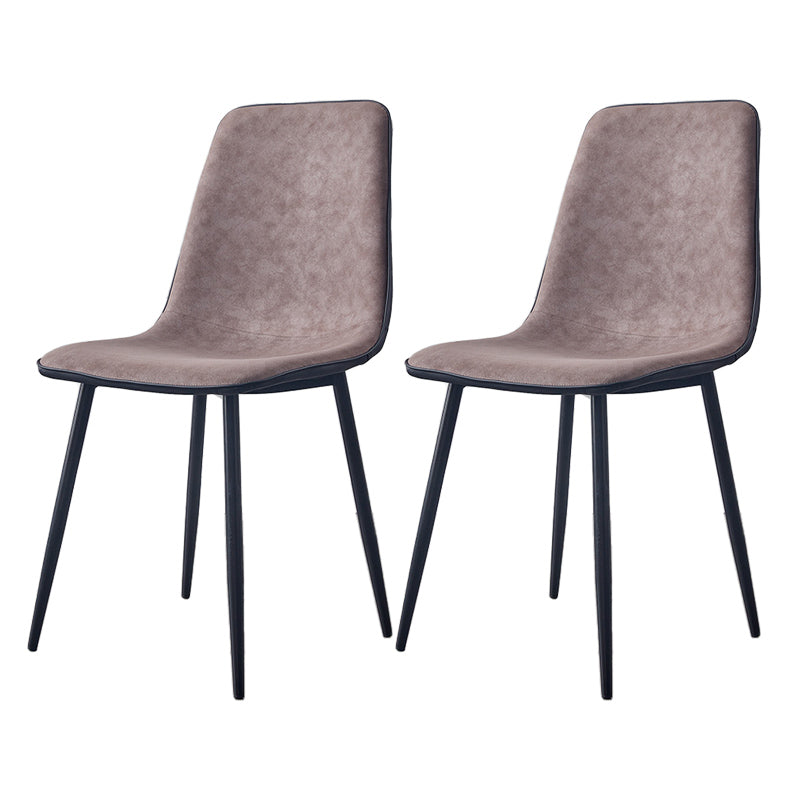 Modern Style Faux Leather Chairs Solid Back Dining Armless Chair for Home Use Tan 2 Piece Set Clearhalo ' kitchen&dining_furn' 'Dining Chairs' 'Dining Tables & Seating' 'dining_chair' 'furn' 'furn_dining_chair' 'Furniture' 'furniture_dining_chair' 'Kitchen & Dining Furniture' 'kitchen' 3835053