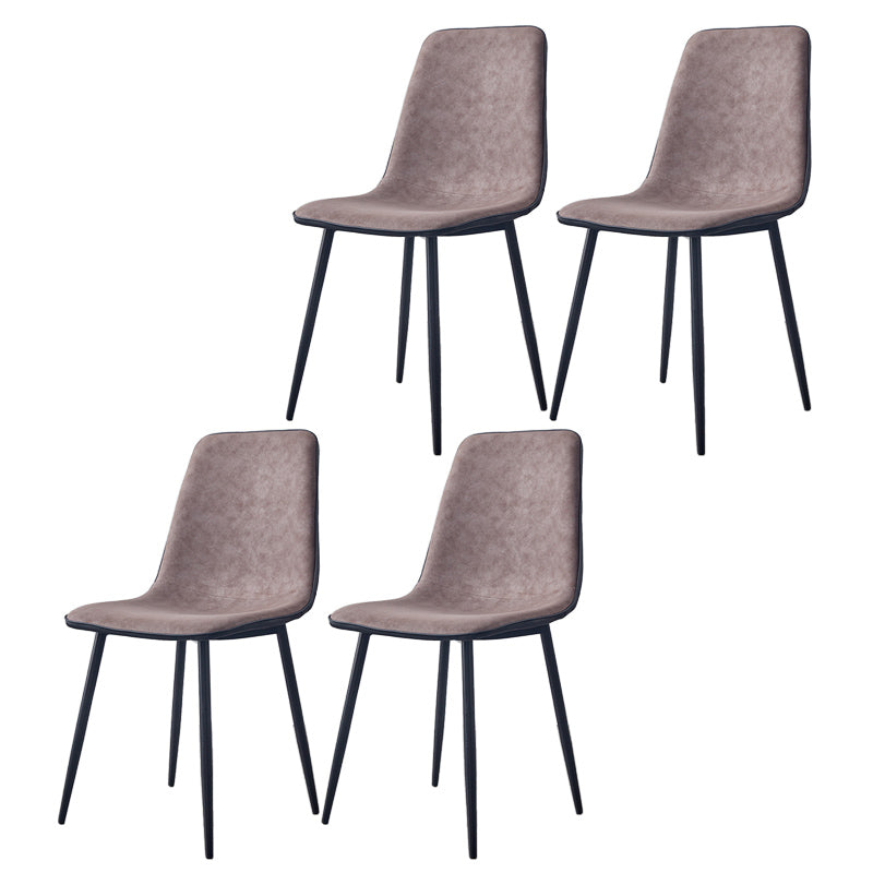 Modern Style Faux Leather Chairs Solid Back Dining Armless Chair for Home Use Tan 4 Piece Set Clearhalo ' kitchen&dining_furn' 'Dining Chairs' 'Dining Tables & Seating' 'dining_chair' 'furn' 'furn_dining_chair' 'Furniture' 'furniture_dining_chair' 'Kitchen & Dining Furniture' 'kitchen' 3835054