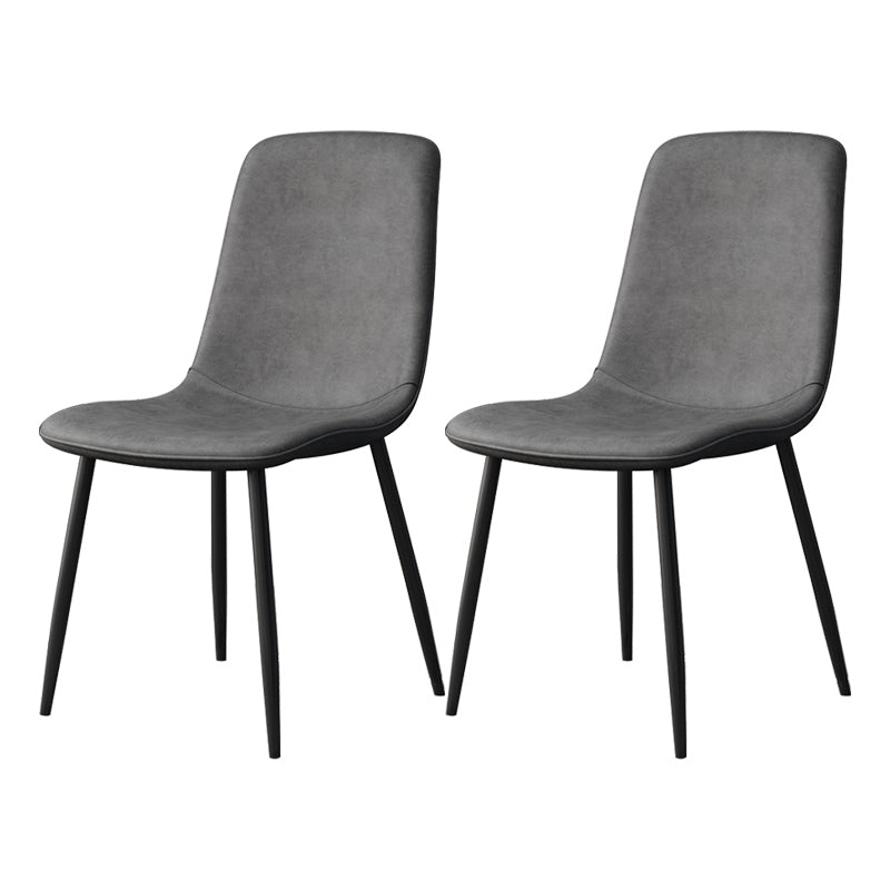 Modern Style Faux Leather Chairs Solid Back Dining Armless Chair for Home Use Dark Gray 2 Piece Set Clearhalo ' kitchen&dining_furn' 'Dining Chairs' 'Dining Tables & Seating' 'dining_chair' 'furn' 'furn_dining_chair' 'Furniture' 'furniture_dining_chair' 'Kitchen & Dining Furniture' 'kitchen' 3835056