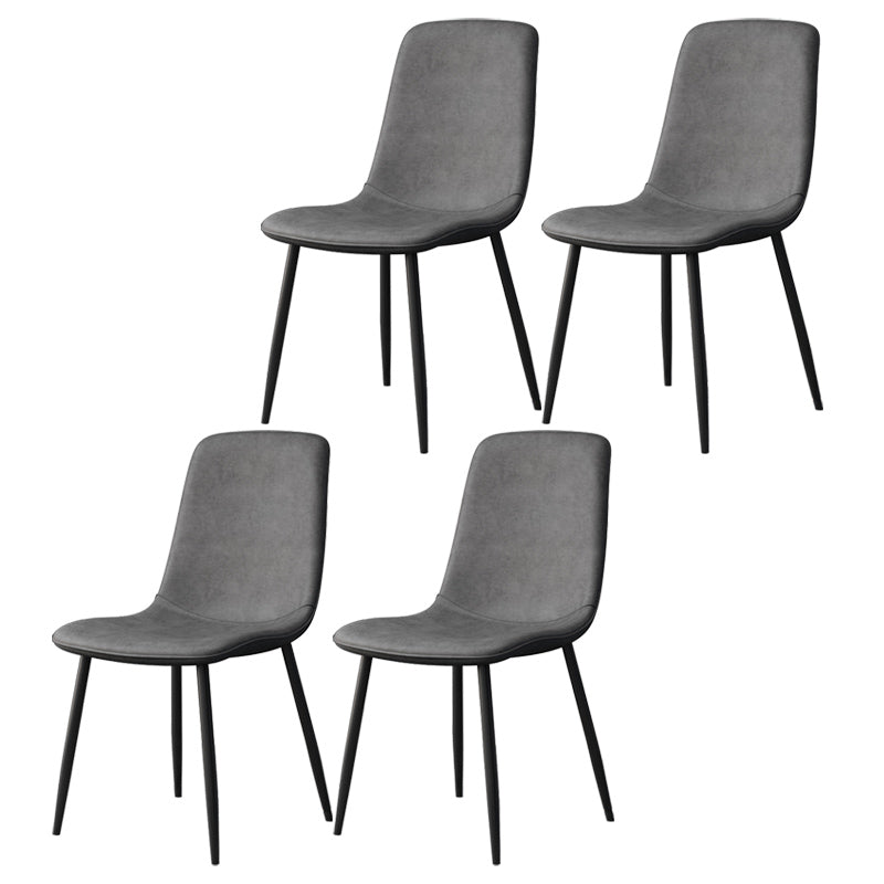 Modern Style Faux Leather Chairs Solid Back Dining Armless Chair for Home Use Dark Gray 4 Piece Set Clearhalo ' kitchen&dining_furn' 'Dining Chairs' 'Dining Tables & Seating' 'dining_chair' 'furn' 'furn_dining_chair' 'Furniture' 'furniture_dining_chair' 'Kitchen & Dining Furniture' 'kitchen' 3835057