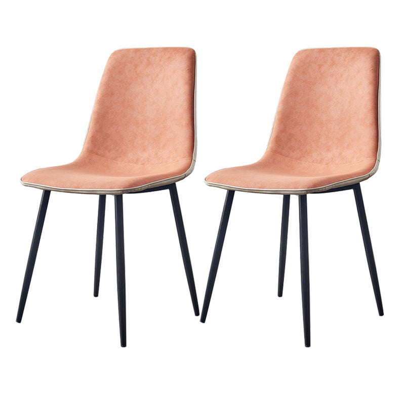 Modern Style Faux Leather Chairs Solid Back Dining Armless Chair for Home Use Orange 2 Piece Set Clearhalo ' kitchen&dining_furn' 'Dining Chairs' 'Dining Tables & Seating' 'dining_chair' 'furn' 'furn_dining_chair' 'Furniture' 'furniture_dining_chair' 'Kitchen & Dining Furniture' 'kitchen' 3835059