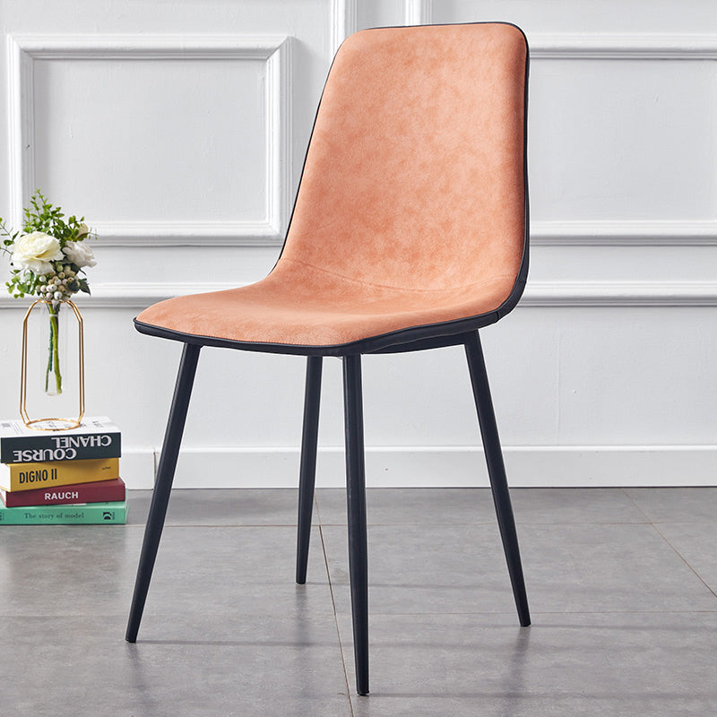 Modern Style Faux Leather Chairs Solid Back Dining Armless Chair for Home Use Orange 1 Piece Clearhalo ' kitchen&dining_furn' 'Dining Chairs' 'Dining Tables & Seating' 'dining_chair' 'furn' 'furn_dining_chair' 'Furniture' 'furniture_dining_chair' 'Kitchen & Dining Furniture' 'kitchen' 3835061