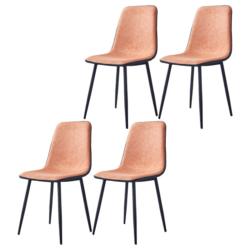 Modern Style Faux Leather Chairs Solid Back Dining Armless Chair for Home Use Orange 4 Piece Set Clearhalo ' kitchen&dining_furn' 'Dining Chairs' 'Dining Tables & Seating' 'dining_chair' 'furn' 'furn_dining_chair' 'Furniture' 'furniture_dining_chair' 'Kitchen & Dining Furniture' 'kitchen' 3835063