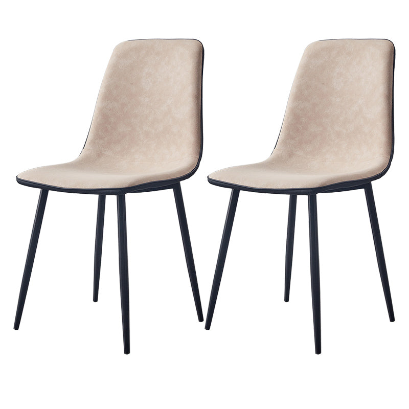 Modern Style Faux Leather Chairs Solid Back Dining Armless Chair for Home Use Khaki 2 Piece Set Clearhalo ' kitchen&dining_furn' 'Dining Chairs' 'Dining Tables & Seating' 'dining_chair' 'furn' 'furn_dining_chair' 'Furniture' 'furniture_dining_chair' 'Kitchen & Dining Furniture' 'kitchen' 3835065