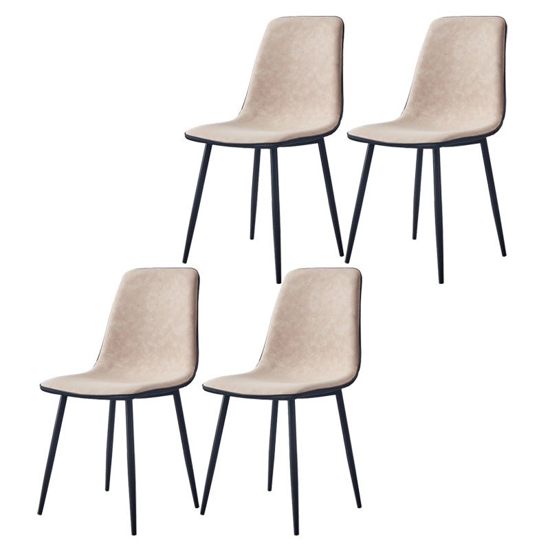 Modern Style Faux Leather Chairs Solid Back Dining Armless Chair for Home Use Khaki 4 Piece Set Clearhalo ' kitchen&dining_furn' 'Dining Chairs' 'Dining Tables & Seating' 'dining_chair' 'furn' 'furn_dining_chair' 'Furniture' 'furniture_dining_chair' 'Kitchen & Dining Furniture' 'kitchen' 3835066