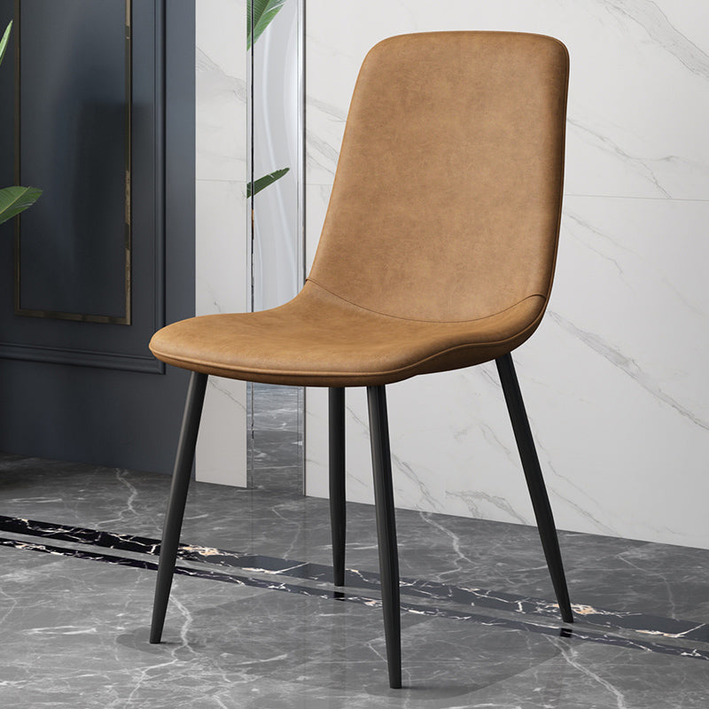 Modern Style Faux Leather Chairs Solid Back Dining Armless Chair for Home Use Coffee 1 Piece Clearhalo ' kitchen&dining_furn' 'Dining Chairs' 'Dining Tables & Seating' 'dining_chair' 'furn' 'furn_dining_chair' 'Furniture' 'furniture_dining_chair' 'Kitchen & Dining Furniture' 'kitchen' 3835067