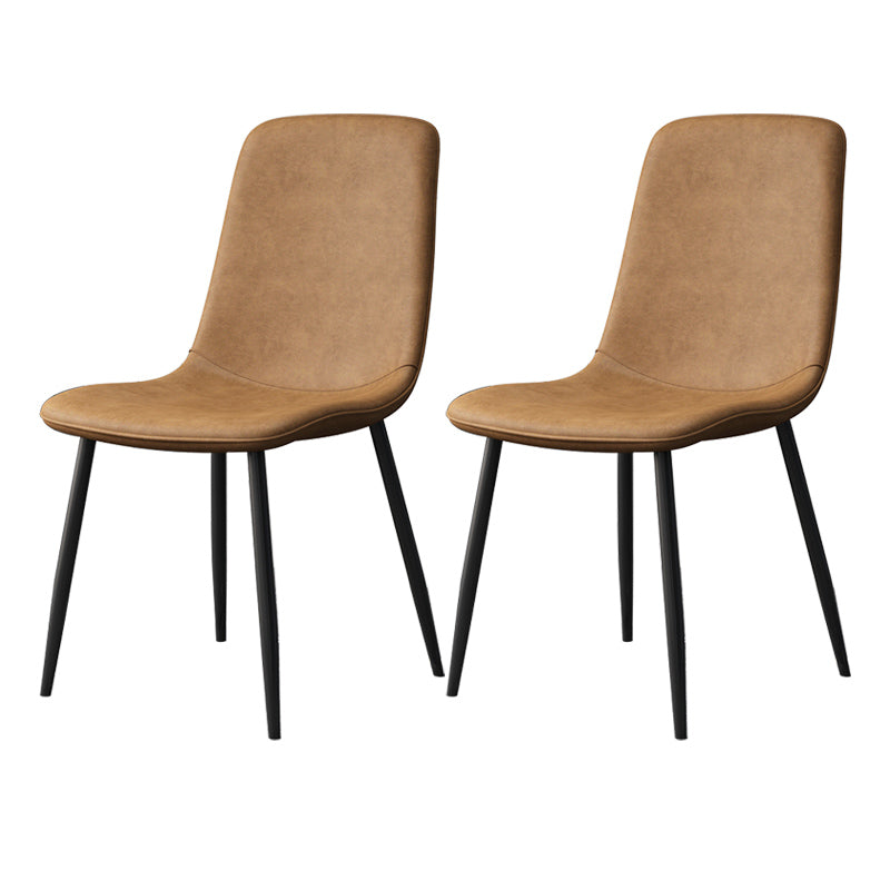 Modern Style Faux Leather Chairs Solid Back Dining Armless Chair for Home Use Coffee 2 Piece Set Clearhalo ' kitchen&dining_furn' 'Dining Chairs' 'Dining Tables & Seating' 'dining_chair' 'furn' 'furn_dining_chair' 'Furniture' 'furniture_dining_chair' 'Kitchen & Dining Furniture' 'kitchen' 3835068