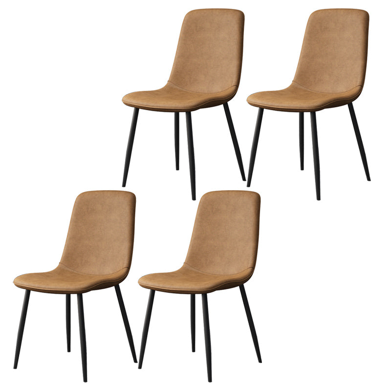 Modern Style Faux Leather Chairs Solid Back Dining Armless Chair for Home Use Coffee 4 Piece Set Clearhalo ' kitchen&dining_furn' 'Dining Chairs' 'Dining Tables & Seating' 'dining_chair' 'furn' 'furn_dining_chair' 'Furniture' 'furniture_dining_chair' 'Kitchen & Dining Furniture' 'kitchen' 3835069