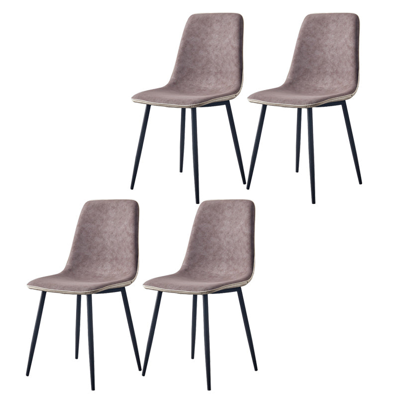Modern Style Faux Leather Chairs Solid Back Dining Armless Chair for Home Use Beige-Coffee 4 Piece Set Clearhalo ' kitchen&dining_furn' 'Dining Chairs' 'Dining Tables & Seating' 'dining_chair' 'furn' 'furn_dining_chair' 'Furniture' 'furniture_dining_chair' 'Kitchen & Dining Furniture' 'kitchen' 3835072