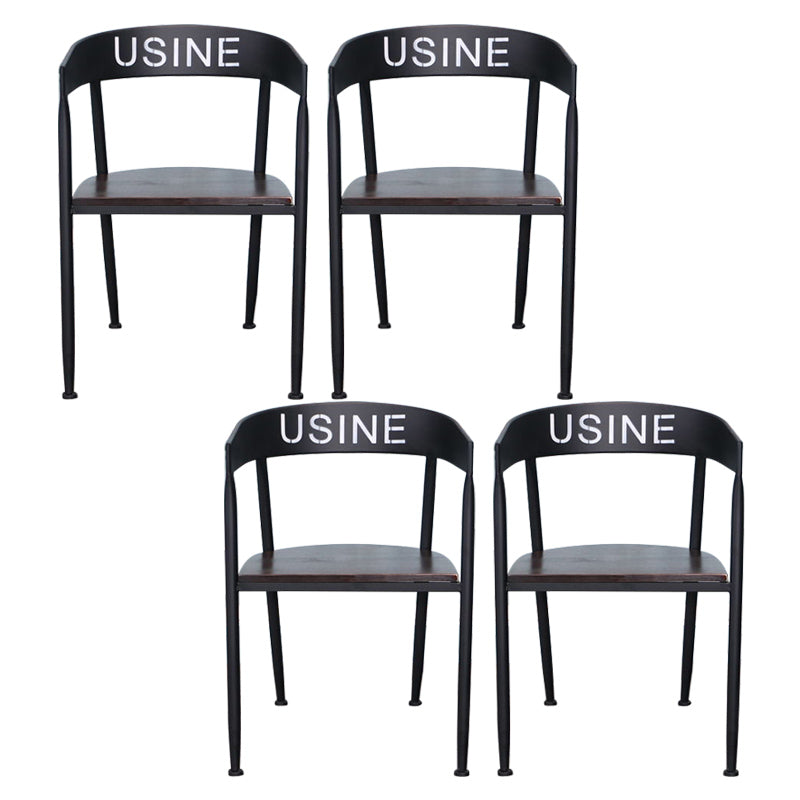 Industrial Dining Chair 21'' Wide Open Back Dining Side Chair with Metal Legs for Home Use Black Wood 4 Piece Set Clearhalo ' kitchen&dining_furn' 'Dining Chairs' 'Dining Tables & Seating' 'dining_chair' 'furn' 'furn_dining_chair' 'Furniture' 'furniture_dining_chair' 'Kitchen & Dining Furniture' 'kitchen' 3835074