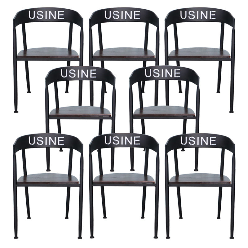 Industrial Dining Chair 21'' Wide Open Back Dining Side Chair with Metal Legs for Home Use Black Wood 8 Piece Set Clearhalo ' kitchen&dining_furn' 'Dining Chairs' 'Dining Tables & Seating' 'dining_chair' 'furn' 'furn_dining_chair' 'Furniture' 'furniture_dining_chair' 'Kitchen & Dining Furniture' 'kitchen' 3835075