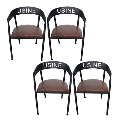 Industrial Dining Chair 21'' Wide Open Back Dining Side Chair with Metal Legs for Home Use Black Upholstered 4 Piece Set Clearhalo ' kitchen&dining_furn' 'Dining Chairs' 'Dining Tables & Seating' 'dining_chair' 'furn' 'furn_dining_chair' 'Furniture' 'furniture_dining_chair' 'Kitchen & Dining Furniture' 'kitchen' 3835077