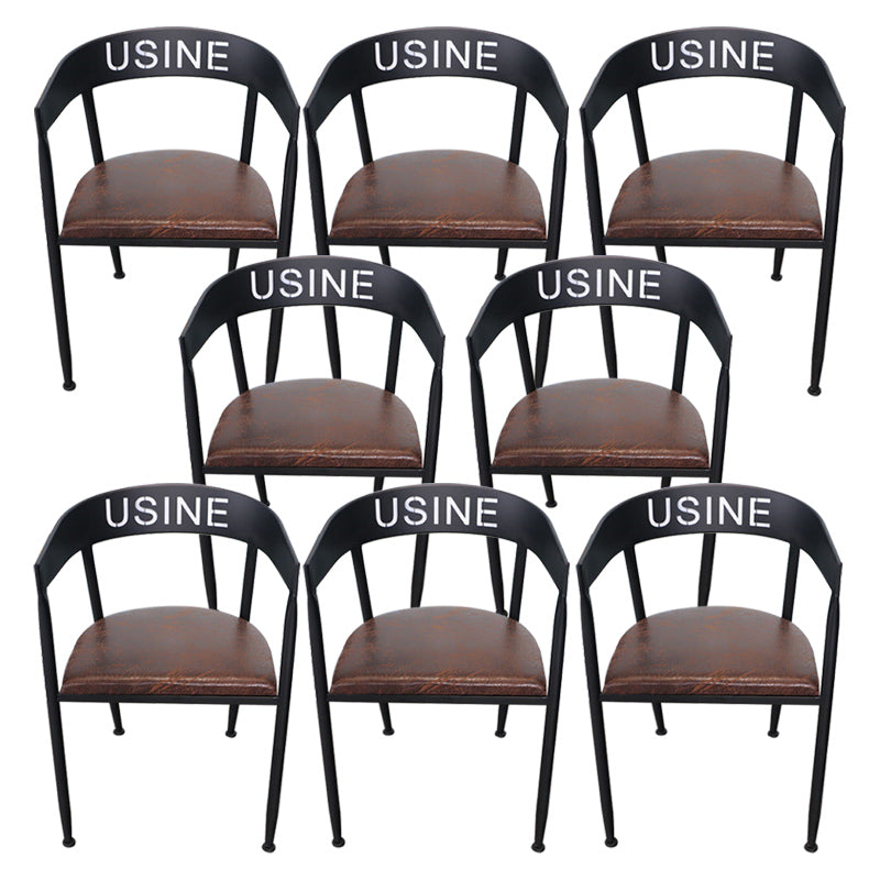 Industrial Dining Chair 21'' Wide Open Back Dining Side Chair with Metal Legs for Home Use Black Upholstered 8 Piece Set Clearhalo ' kitchen&dining_furn' 'Dining Chairs' 'Dining Tables & Seating' 'dining_chair' 'furn' 'furn_dining_chair' 'Furniture' 'furniture_dining_chair' 'Kitchen & Dining Furniture' 'kitchen' 3835079