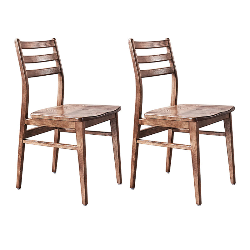 Contemporary 18'' Wide Wood Dining Side Chair Ladder Back Chair for Home Use Walnut 2 Piece Set Clearhalo ' kitchen&dining_furn' 'Dining Chairs' 'Dining Tables & Seating' 'dining_chair' 'furn' 'furn_dining_chair' 'Furniture' 'furniture_dining_chair' 'Kitchen & Dining Furniture' 'kitchen' 3835090