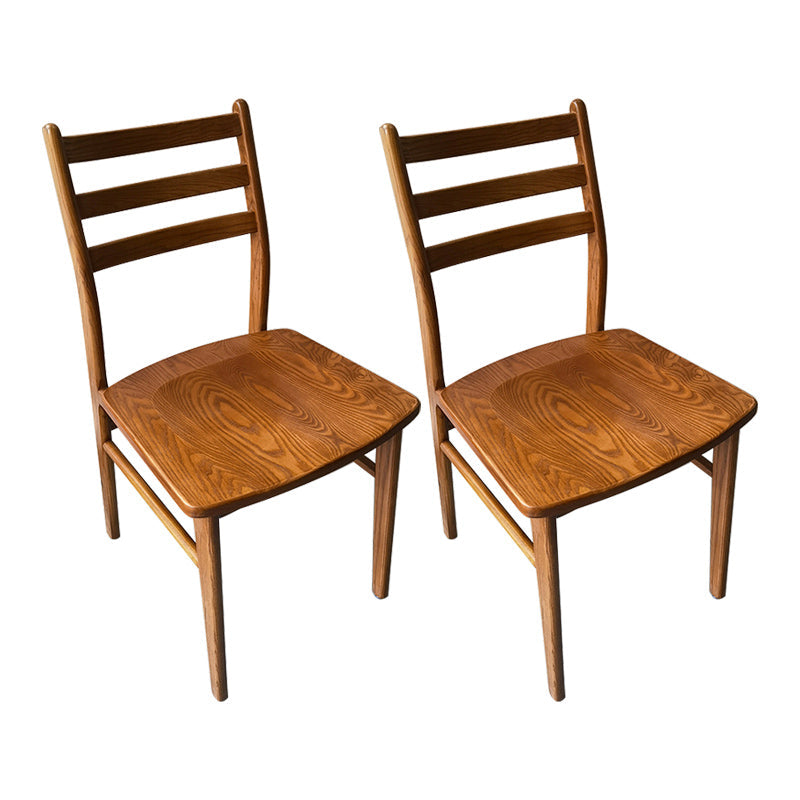 Contemporary 18'' Wide Wood Dining Side Chair Ladder Back Chair for Home Use Brown 2 Piece Set Clearhalo ' kitchen&dining_furn' 'Dining Chairs' 'Dining Tables & Seating' 'dining_chair' 'furn' 'furn_dining_chair' 'Furniture' 'furniture_dining_chair' 'Kitchen & Dining Furniture' 'kitchen' 3835102