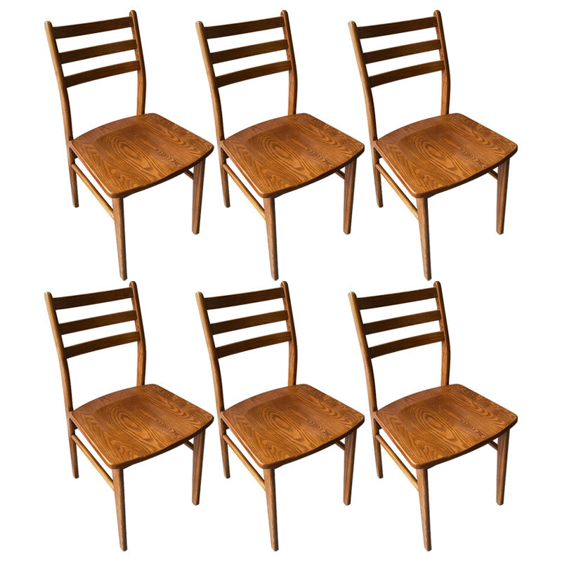 Contemporary 18'' Wide Wood Dining Side Chair Ladder Back Chair for Home Use Brown 6 Piece Set Clearhalo ' kitchen&dining_furn' 'Dining Chairs' 'Dining Tables & Seating' 'dining_chair' 'furn' 'furn_dining_chair' 'Furniture' 'furniture_dining_chair' 'Kitchen & Dining Furniture' 'kitchen' 3835106