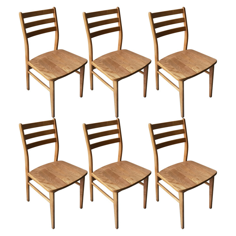 Contemporary 18'' Wide Wood Dining Side Chair Ladder Back Chair for Home Use Light Khaki 6 Piece Set Clearhalo ' kitchen&dining_furn' 'Dining Chairs' 'Dining Tables & Seating' 'dining_chair' 'furn' 'furn_dining_chair' 'Furniture' 'furniture_dining_chair' 'Kitchen & Dining Furniture' 'kitchen' 3835111