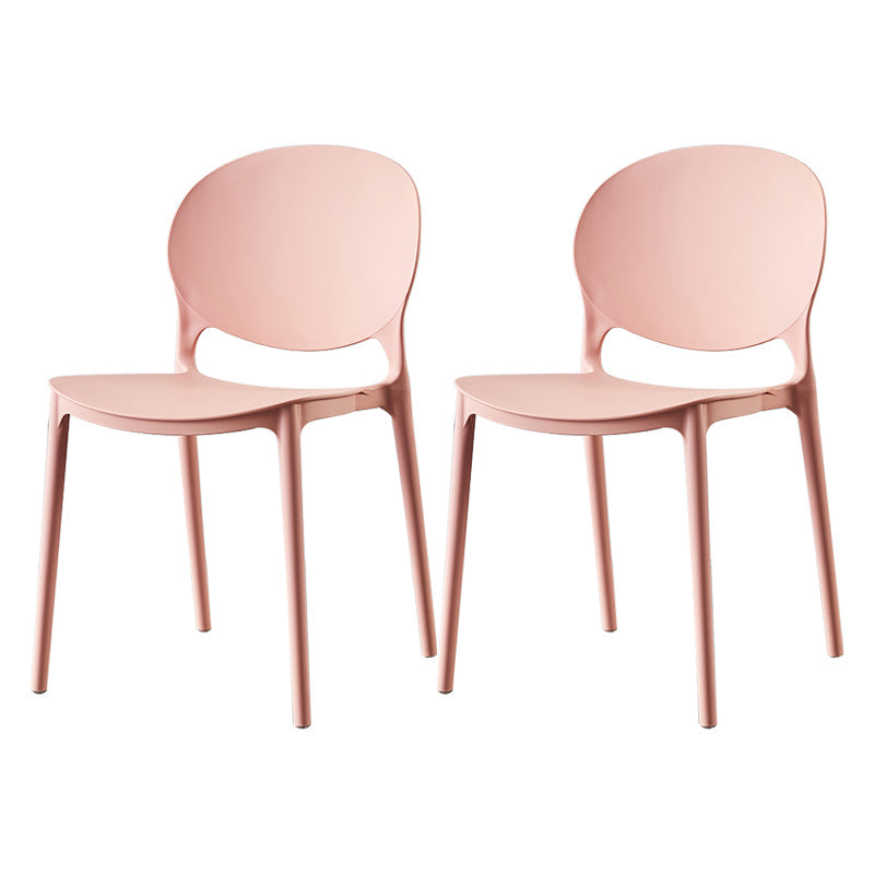 Plastic Contemporary Dining Room Chairs Matte Finish Open Back Dining Side Chairs Pink 2 Piece Set Clearhalo ' kitchen&dining_furn' 'Dining Chairs' 'Dining Tables & Seating' 'dining_chair' 'furn' 'furn_dining_chair' 'Furniture' 'furniture_dining_chair' 'Kitchen & Dining Furniture' 'kitchen' 3835128