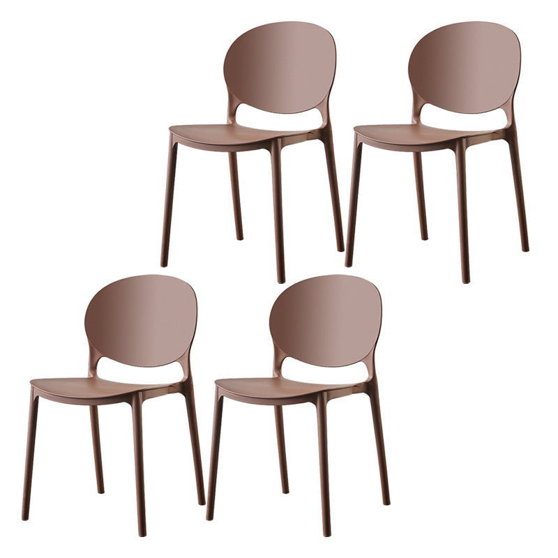 Plastic Contemporary Dining Room Chairs Matte Finish Open Back Dining Side Chairs Coffee 4 Piece Set Clearhalo ' kitchen&dining_furn' 'Dining Chairs' 'Dining Tables & Seating' 'dining_chair' 'furn' 'furn_dining_chair' 'Furniture' 'furniture_dining_chair' 'Kitchen & Dining Furniture' 'kitchen' 3835138