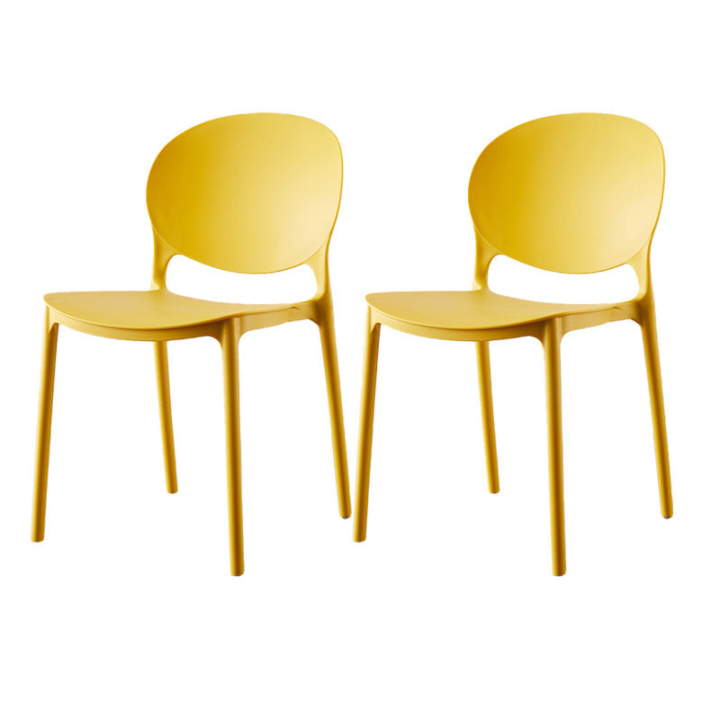 Plastic Contemporary Dining Room Chairs Matte Finish Open Back Dining Side Chairs Yellow 2 Piece Set Clearhalo ' kitchen&dining_furn' 'Dining Chairs' 'Dining Tables & Seating' 'dining_chair' 'furn' 'furn_dining_chair' 'Furniture' 'furniture_dining_chair' 'Kitchen & Dining Furniture' 'kitchen' 3835146