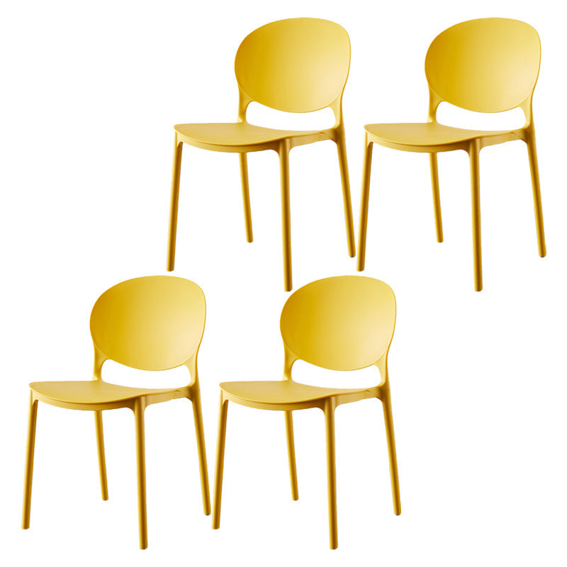 Plastic Contemporary Dining Room Chairs Matte Finish Open Back Dining Side Chairs Yellow 4 Piece Set Clearhalo ' kitchen&dining_furn' 'Dining Chairs' 'Dining Tables & Seating' 'dining_chair' 'furn' 'furn_dining_chair' 'Furniture' 'furniture_dining_chair' 'Kitchen & Dining Furniture' 'kitchen' 3835147