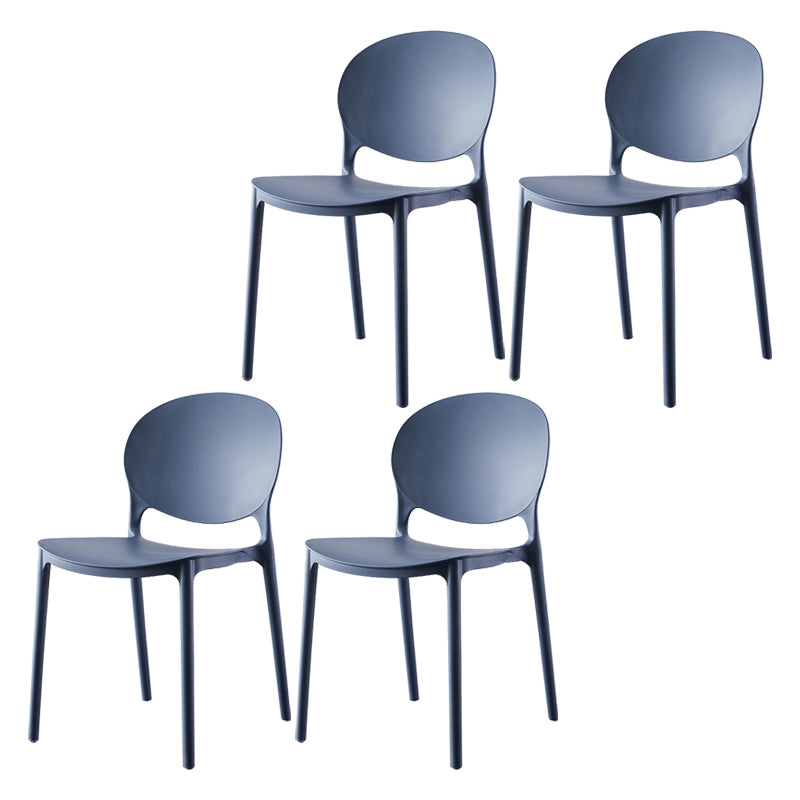 Plastic Contemporary Dining Room Chairs Matte Finish Open Back Dining Side Chairs Gray-Blue 4 Piece Set Clearhalo ' kitchen&dining_furn' 'Dining Chairs' 'Dining Tables & Seating' 'dining_chair' 'furn' 'furn_dining_chair' 'Furniture' 'furniture_dining_chair' 'Kitchen & Dining Furniture' 'kitchen' 3835150