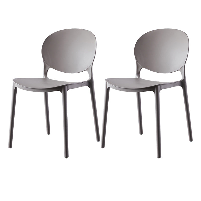 Plastic Contemporary Dining Room Chairs Matte Finish Open Back Dining Side Chairs Silver Gray 2 Piece Set Clearhalo ' kitchen&dining_furn' 'Dining Chairs' 'Dining Tables & Seating' 'dining_chair' 'furn' 'furn_dining_chair' 'Furniture' 'furniture_dining_chair' 'Kitchen & Dining Furniture' 'kitchen' 3835152