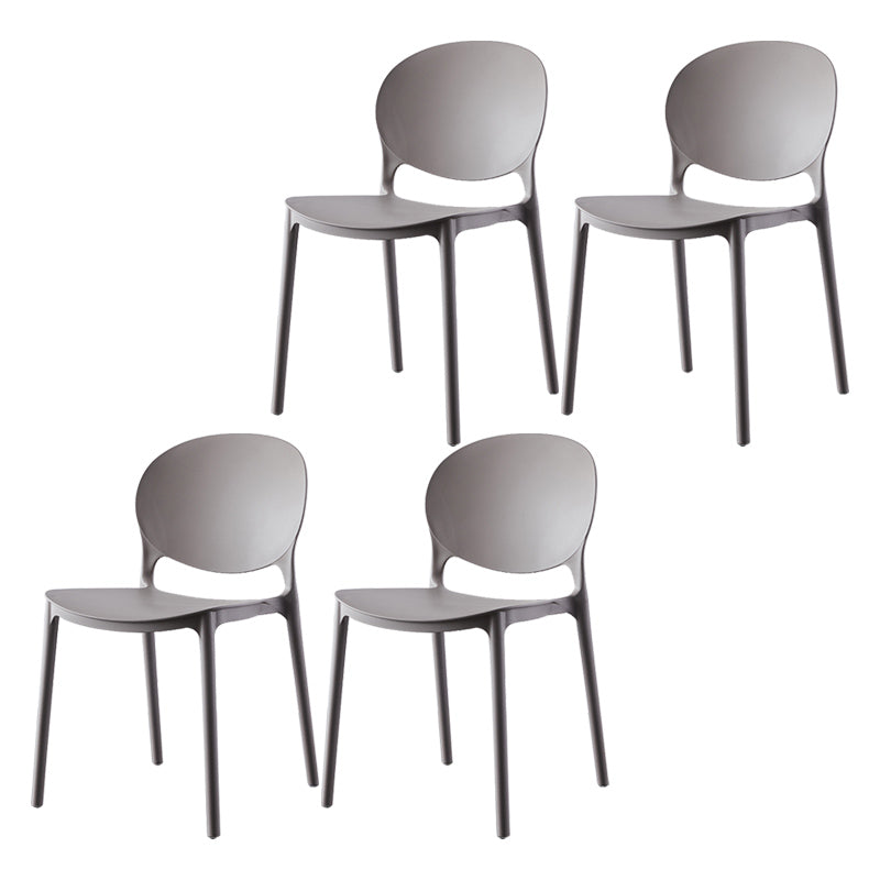 Plastic Contemporary Dining Room Chairs Matte Finish Open Back Dining Side Chairs Silver Gray 4 Piece Set Clearhalo ' kitchen&dining_furn' 'Dining Chairs' 'Dining Tables & Seating' 'dining_chair' 'furn' 'furn_dining_chair' 'Furniture' 'furniture_dining_chair' 'Kitchen & Dining Furniture' 'kitchen' 3835153