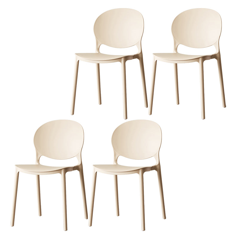 Plastic Contemporary Dining Room Chairs Matte Finish Open Back Dining Side Chairs Camel 4 Piece Set Clearhalo ' kitchen&dining_furn' 'Dining Chairs' 'Dining Tables & Seating' 'dining_chair' 'furn' 'furn_dining_chair' 'Furniture' 'furniture_dining_chair' 'Kitchen & Dining Furniture' 'kitchen' 3835156